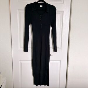 Abercrombie Black Rib Knit Midi Dress Sz XL Maternity Friendly
